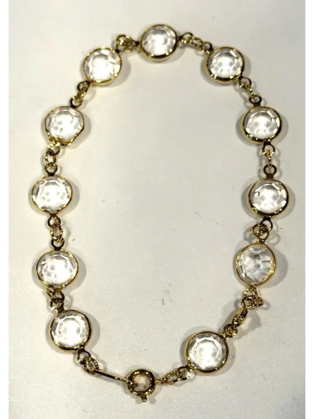 Swarovski Swan Clear Bezel Crystals Goldtone Bracelet Vintage 8.5
